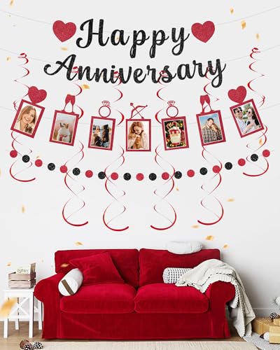 Happy Anniversary Decorations Black Red Party Decoration Set