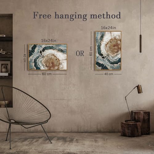 BingruiArt Faux Wood Tree Ring 06 Canvas Wall Art 16x24 Framed - color: Tree Ring - 06, size: 24"L x 16"W