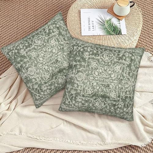 Sage Green Boho Pillow Covers 16 x 16 Inch Set of 2 - color: Sage Green Boho, size: 16" x 16" (Pack of 2)