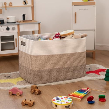 OIAHOMY Blanket Basket Laundry Basket Dog Toy Basket 108L Gradient Brown - color: Gradient Yellow, size: 25”x16”x16”