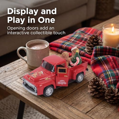 Christmas Red Gingerbread Pickup Truck Table Decor - color: Red