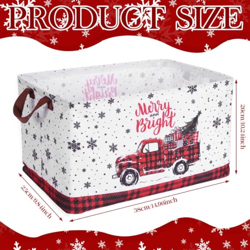 Fourluoo 6 Pack Christmas Storage Basket with Handles Fabric Foldable - color: Christmas, size: 15 L X 9.8 W X 10.2 H
