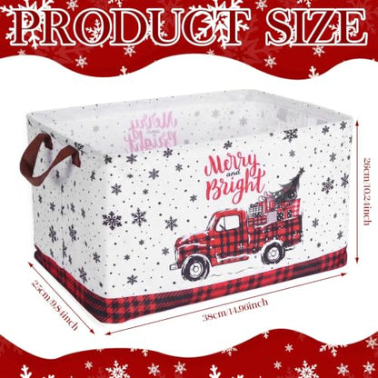 Fourluoo 6 Pack Christmas Storage Basket with Handles Fabric Foldable - color: Christmas, size: 15 L X 9.8 W X 10.2 H