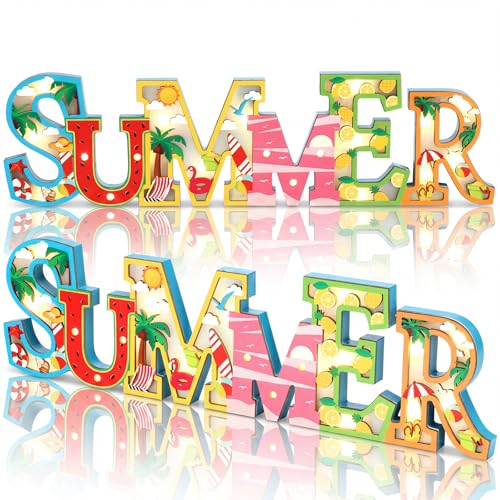 Geetery Summer LED Wooden Sign Watermelon Wooden Words Sign - style: Summer