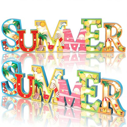 Geetery Summer LED Wooden Sign Watermelon Wooden Words Sign - style: Summer