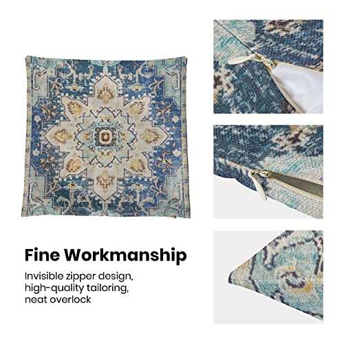 Blue Yellow Carpet Pattern Boho Pillow Covers 16x16 Set of 2 - color: Boho-6, size: 16" x 16" (Pack of 2)