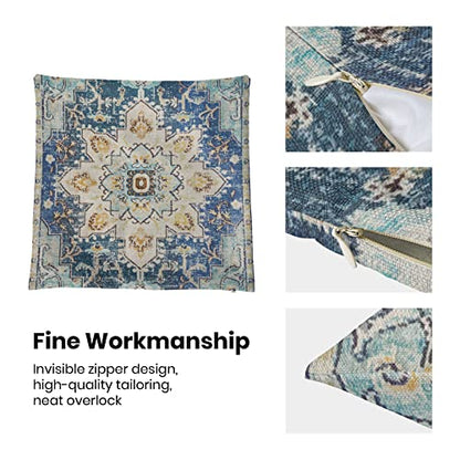 Blue Yellow Carpet Pattern Boho Pillow Covers 16x16 Set of 2 - color: Boho-6, size: 16" x 16" (Pack of 2)