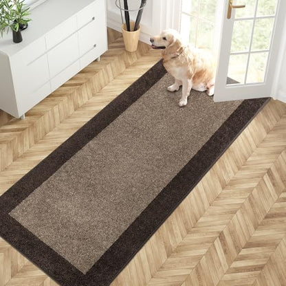 PURRUGS Hallway Runner Rug, 32" x 72", Grayish Brown & Coffee - color: Grayish Brown & Coffee, size: 32" X 72"