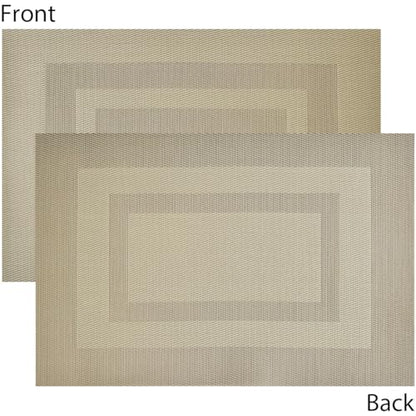 PIGCHCY Placemats Heat Resistant Non Slip Plastic Table Mats Washable Easy to Clean Woven Vinyl Kitchen Durable Placemats for Dining Table Set of 4 (Beige) - color: Box: Deep Beige, size: 4 Placemats