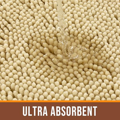 Chenille Bathroom Rug 32"x20" Extra Soft Absorbent Quick Dry Rugs, Beige - color: Beige, size: 1'8" x 2'8" (Rectangular)