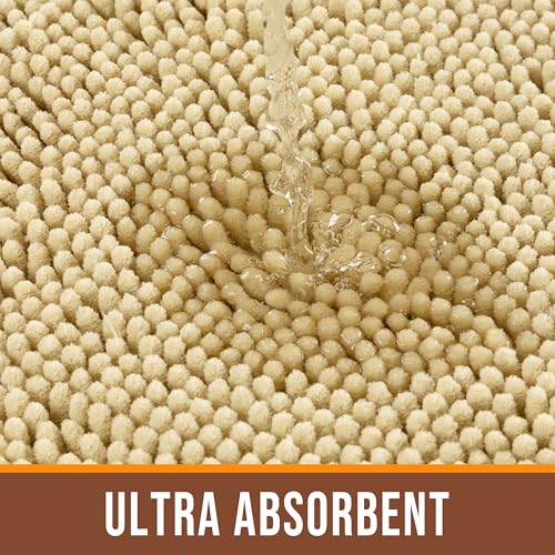 Chenille Bathroom Rug 24"x16" Extra Soft Absorbent Quick Dry Rugs,Beige - color: Beige, size: 1'4" x 2' (Rectangular)