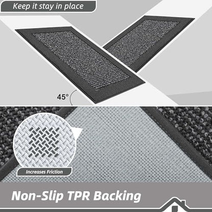 BEQHAUSE Kitchen Rug 24"x36", Non Slip Kitchen Floor Mat Washable, Charcoal - color: Charcoal, size: 24" X 36" (Rectangular)