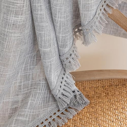 Beda Home Tassel Linen Textured Swag Curtain Valance, Grey, 36 x 45 in - color: Grey, size: 36"W x 45"L (Pack of 2)