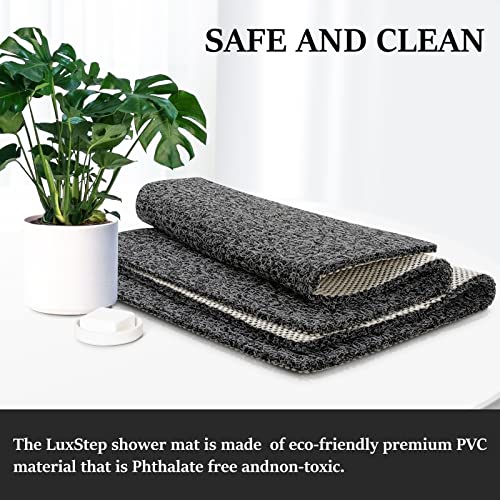 LuxStep Shower Mat Bathtub Mat,Non-Slip Bath Mat with Drain, Quick Drying - color: Black, size: 32" x 16" (Rectangular)