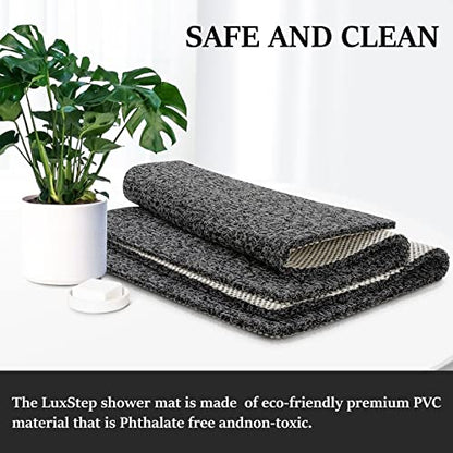LuxStep Shower Mat Bathtub Mat,Non-Slip Bath Mat with Drain, Quick Drying - color: Black, size: 40" x 16" (Rectangular)