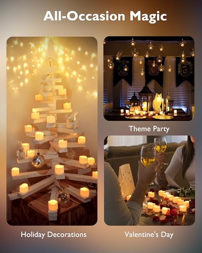 Homemory 24-Pack Flameless Tea Lights Candles Battery Operated, 200+ Hours - color: Bright Amber Glow – White Body, size: Pack of 24