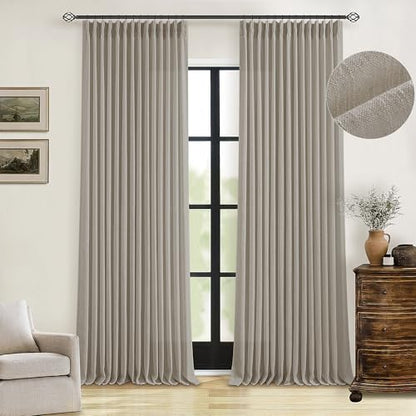 TWODRAPES Taupe Burlywood Pinch Pleated Linen Curtains 96 Inches Long - color: Burlywood Birch, size: 40"W x 96"L (Pack of 2)