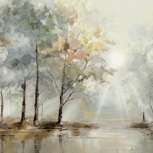 Large Framed Modern Nature Landscape Wall Art for Living Room, 60x30 Inch - color: Yellow and Brown