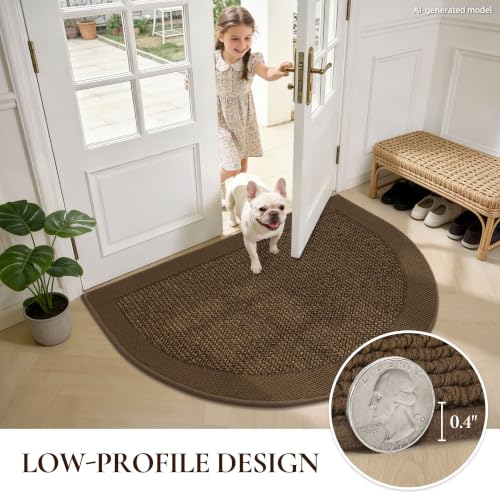 Dirt Trapper Door Mats 32" x 48", Non-Slip & Washable, Brown - color: Brown, size: 32" X 48" (Semicircular)