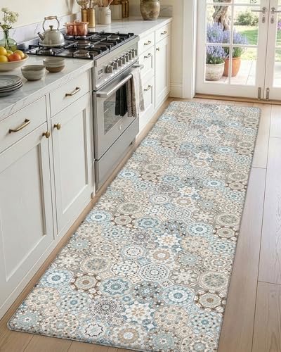 DEXI Kitchen Floor Mats Cushioned Anti Fatigue Runner Rug, 24x87 - color: Light Green, size: 87"L x 24"W x 0.4"Th