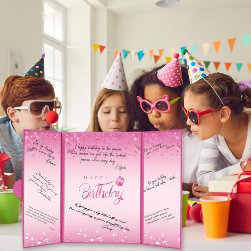 Crenics Hot Pink Happy Birthday Guest Sign in Book Alternative 18" x 12" - color: Hot Pink