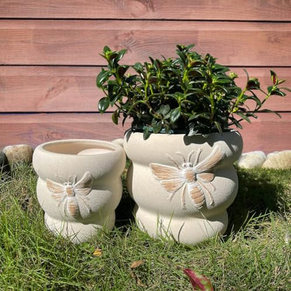 Ceramic Plant Pots, 8+6 Inch, 2 Pcs Indoor Planters with Drainage Holes - color: Terrabee Beige, size: 8+6 Inch
