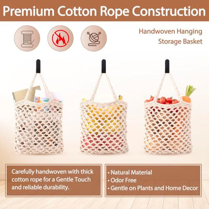 Honeydak 3 Hanging Baskets, Cream, Tote Style Basket - color: Cream, style: Tote Style Basket