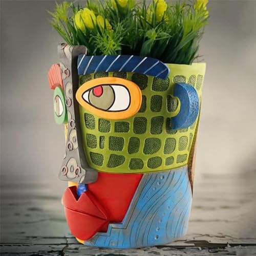 Picasso Pot, Face Planters, Plant Pots Sanxingdui Style, Abstract Head Planter, Handcrafted Planter Resin - Cute and Funky(Modern) - color: Modern