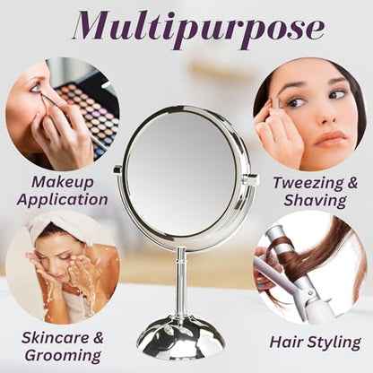 JERDON Lighted Makeup Mirror with 8X Magnification - Chrome - HL8808CL - color: Chrome