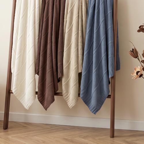 Amélie Home Chenille Knit Throw Blanket, Dark Brown 50"x60" - color: Dark Brown, size: 50" X 60"