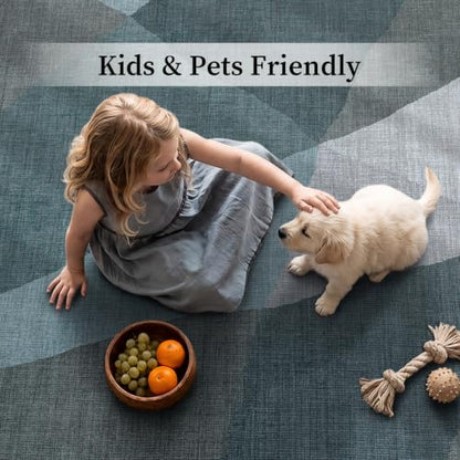 YIHOUSE Hallway Runner Rug, Machine Washable Non-Slip Low Pile,Blue,2x6 ft - color: Blue, size: 2' x 6' (Rectangular)