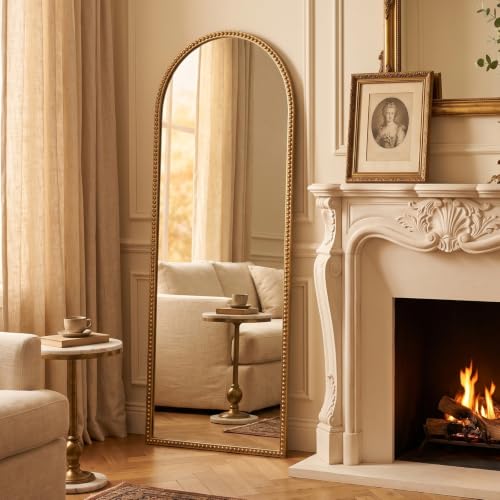 Arched Full Length Mirror,20x53" Gold Dressing Floor Long Full Body Mirror - size: 53"L x 20"W