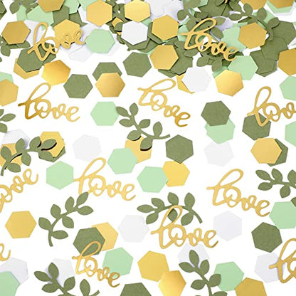 Kathfly 500 Pcs Greenery Wedding Table Confetti, Mint‑olive - color: Gold, Tea Green, Light Green, White