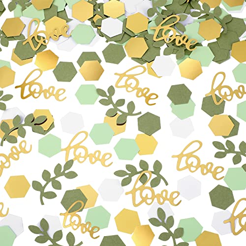 Kathfly 500 Pcs Greenery Wedding Table Confetti, Mint‑olive - color: Gold, Tea Green, Light Green, White