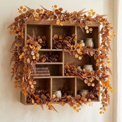 RECUTMS 2P Fall Eucalyptus Leaf Vine with Boston Fern 5.74FT Autumn Garland - color: 2pcs Fall Eucalyptus Garlands