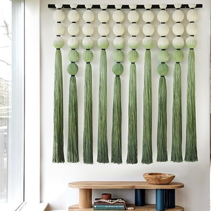 Macrame Wall Hanging Green Dip Dyed Sphericity Cotton Wall Art 39"W*39"L - color: Green