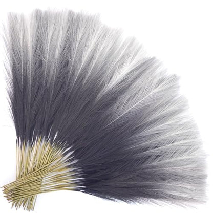 50Pcs 21.6'' Black Gradient Pampas Grass, Faux Pampas Grass Vase Filler - color: Black, size: 21.6inch-50Pcs