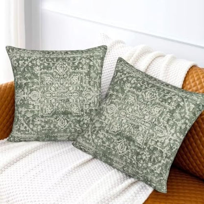 Sage Green Boho Pillow Covers 16 x 16 Inch Set of 2 - color: Sage Green Boho, size: 16" x 16" (Pack of 2)