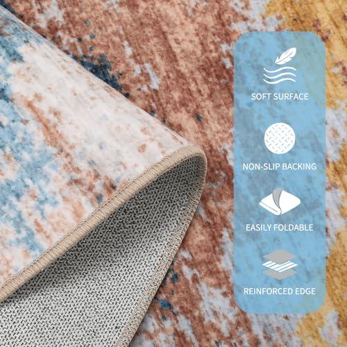 GarveeHome Machine Washable Runner Abstract Hallway Rugs 2x6 Yellow - color: Wind/Cloud, size: 2' x 6' (Rectangular)