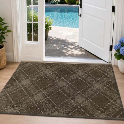 COSY HOMEER Door Mat Non-Slip Absorbent Washable Entrance 32"x48" Brown - color: Brown, size: 2'8" x 4' (Rectangular)