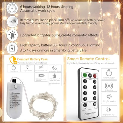 6 Pack Fairy Lights Battery Operated With Timer,2 Remotes,20 LED Warm White - color: Warm White, size: 6.5ft