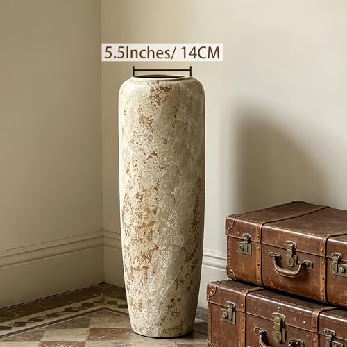 Rustic Ceramic Floor Vase, 24 Inch, Large Farmhouse Decor