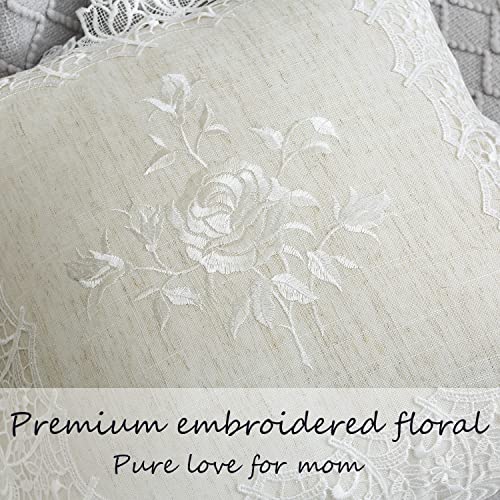 Embroidered Floral Throw Pillow Covers 18”x18“, White Rose - color: White Rose
