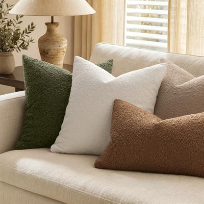 MIULEE Textured Boucle Lumbar Pillow Cover for Bed 12x20 Sudan Brown - color: Sudan Brown, size: 20" x 12" (Pack of 1)