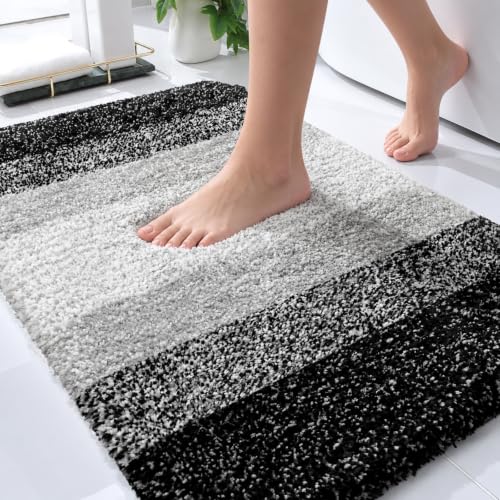 OLANLY Small Bathroom Rugs 24x16, Extra Soft Absorbent Microfiber Bath Rugs - color: Black, size: 24" X 16"