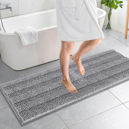 OLANLY Thick Bathroom Runner Rugs 59x20, Soft Chenille Long Bath Rugs, Grey - color: Grey, size: 59" X 20"