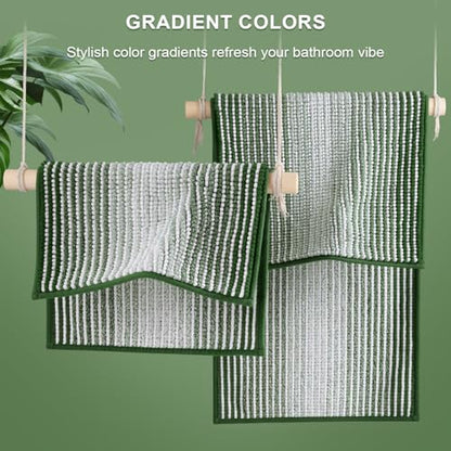 BSICPRO Bathroom Rugs Sets 2 Piece, Non Slip Striped Bath Mat, Hunter Green - color: Hunter Green, size: 20" x 32" Plus 16" x 24"