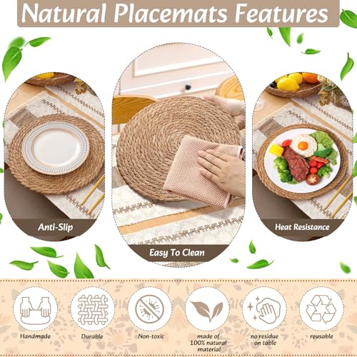 Boho Table Runner and Placemats Set, 6 Sets, Khaki A, 12x72 - color: Khaki a, size: 12x72"