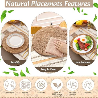 Boho Table Runner and Placemats Set, 6 Sets, Khaki A, 12x72 - color: Khaki a, size: 12x72"