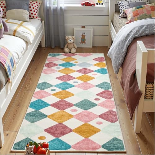 jinchan 2x6 Runner Rug Colorful Washable Kids Rug Playful Hallway Confetti - color: Diamond Confetti, size: 2' x 6' (Rectangular)